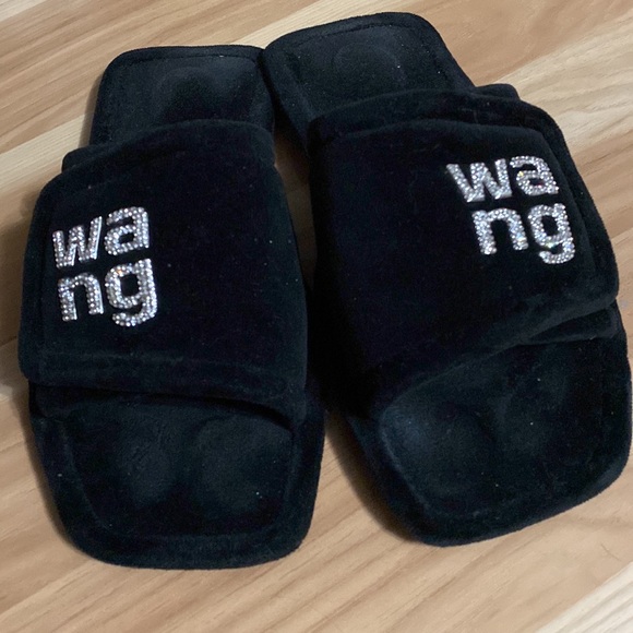 ALEXANDER WANG Lana Padded Velour Logo Slippers 6US - Picture 6 of 7